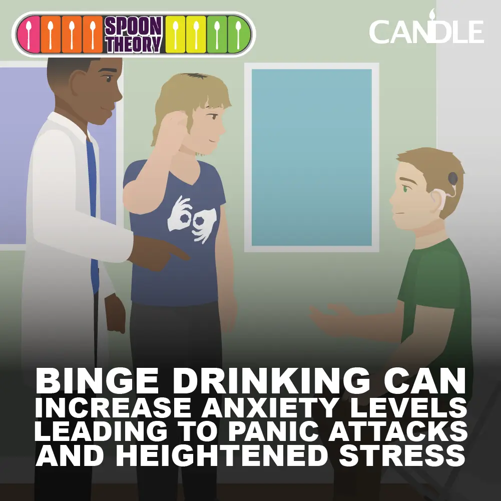 A young white patient with a cochlear implant is talking to their doctor using sign language